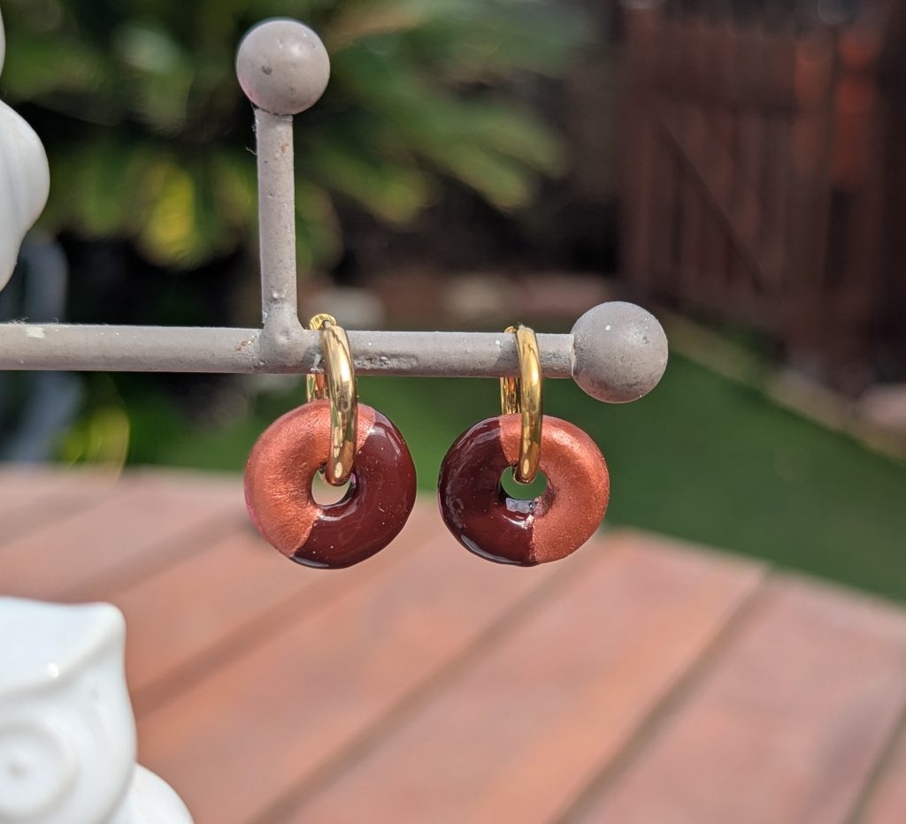 Pendientes Órbita Cobre chocolate